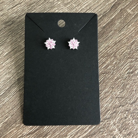NEW Luxury Pink Sakura CZ Earrings - Picture 2 of 3